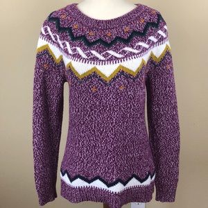 Old Navy Like New! Wine Chevron Patterned Crew Neck Sweater - Size Medium